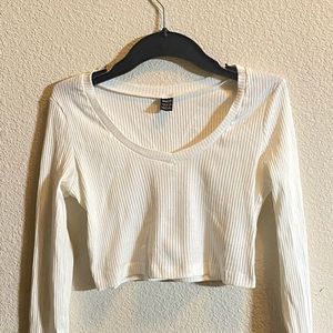 White long sleeve crop top from Shein, new, never worn, size 4 or S/M